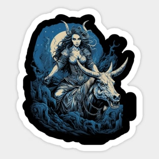 Heavy Metal Valkyrie Goddess Riding Steed Rocker Headbanger Sticker